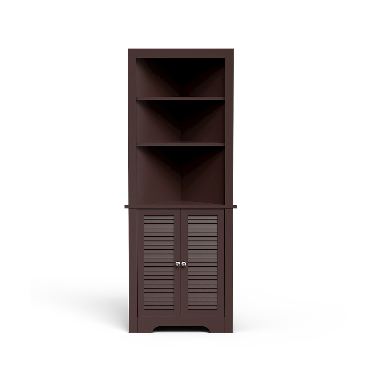 Free Standing Tall Bathroom Corner Storage Cabinet with 3 Shelves